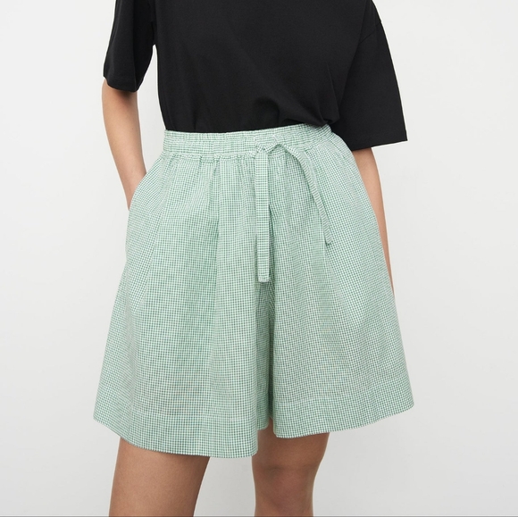 Kowtow certified organic cotton white green checkered shorts size - Picture 6 of 9